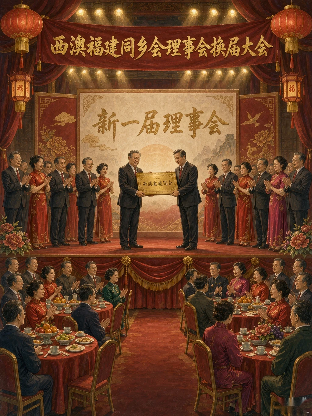 西澳福建同乡会理事会换届大会授牌仪式现场